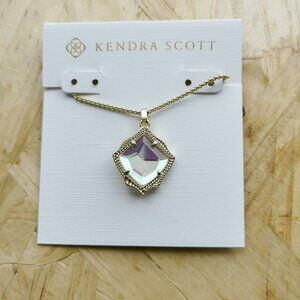 NEW Kendra Scott Kacey Dichroic Glass Long Necklace Gold